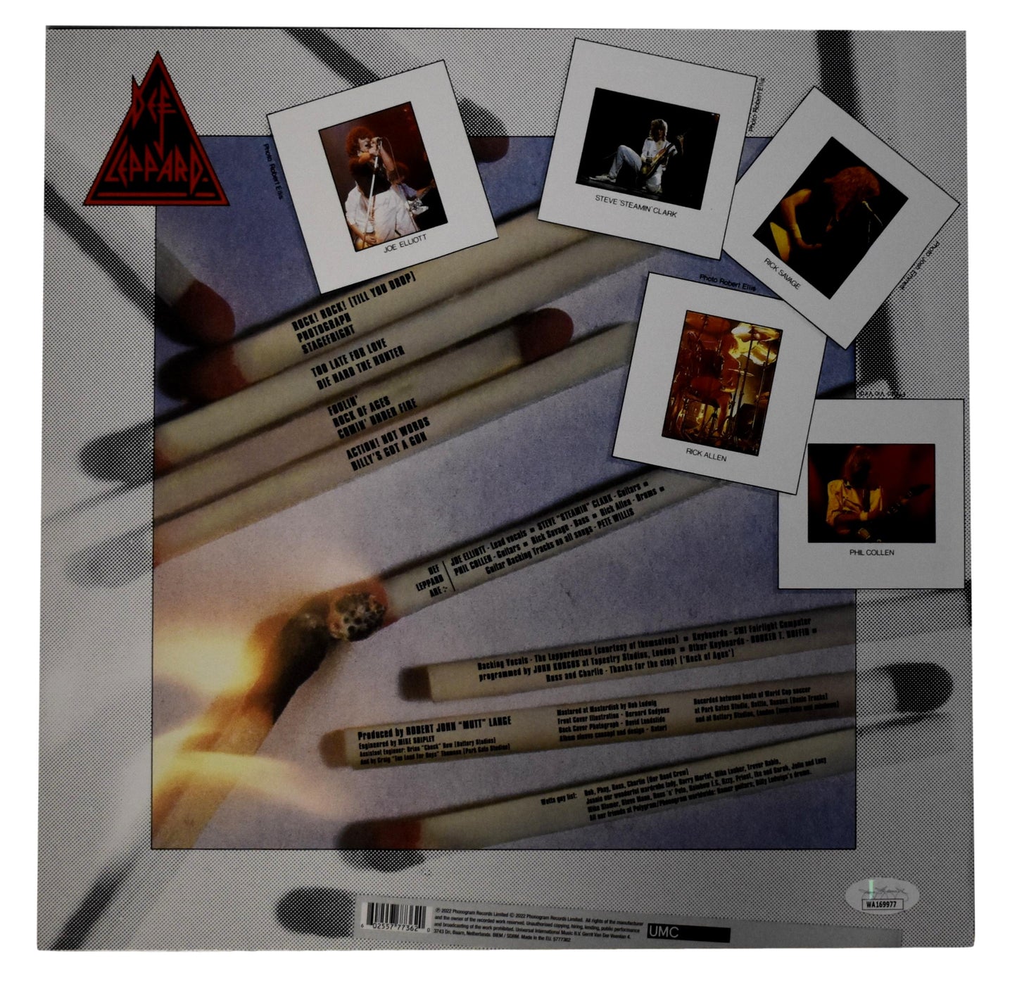 Def Leppard Joe Elliott Signed/Autographed Album "Pyromania" JSA 201032