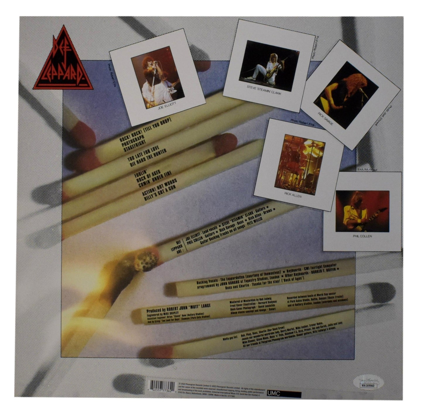 Def Leppard Joe Elliott/Phil Collen Dual-Signed Album "Pyromania" JSA 201033