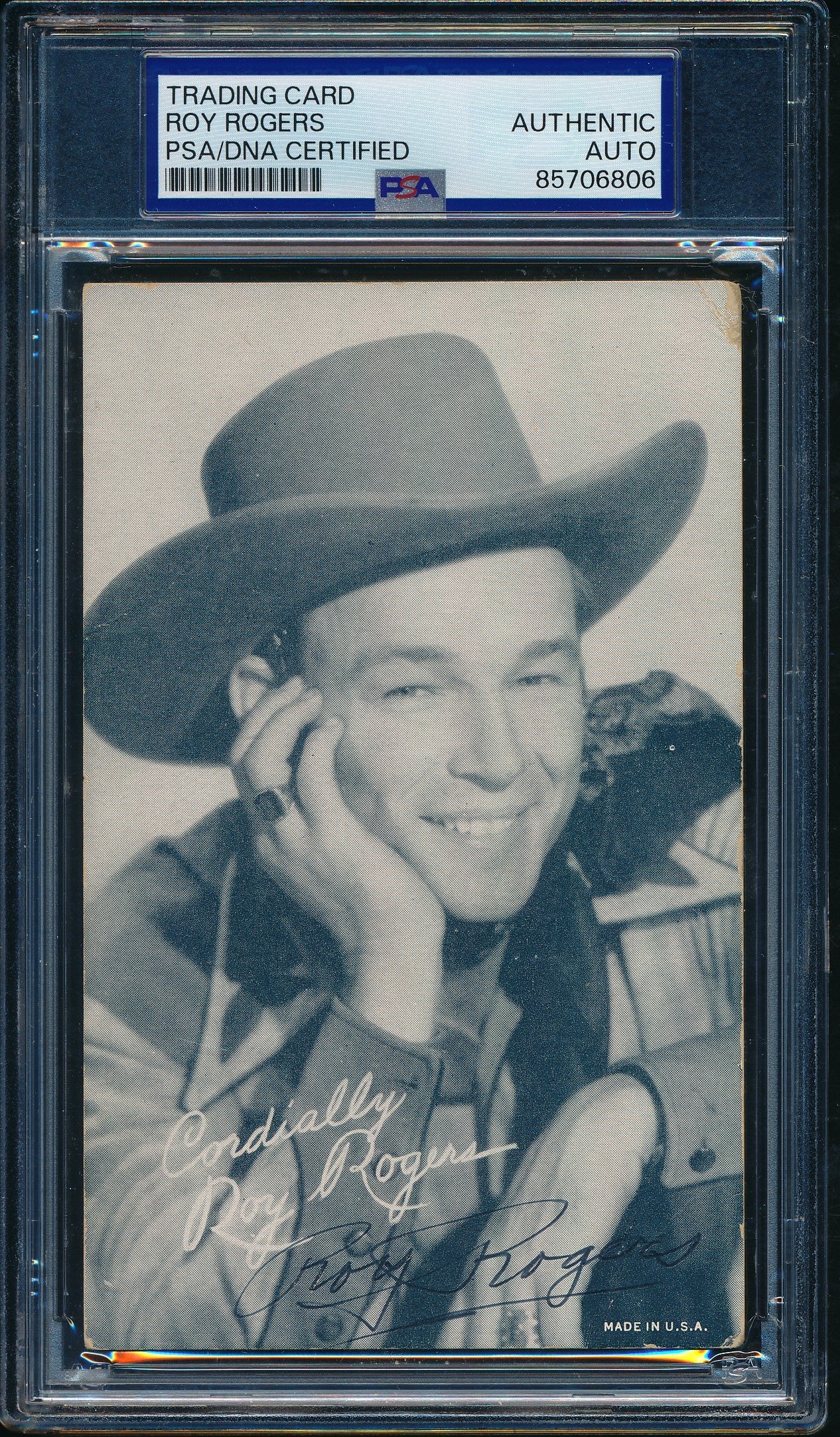 Roy Rogers Western Actor Signed/Auto 3.5x5.5 Exhibit Postcard PSA/DNA 203476