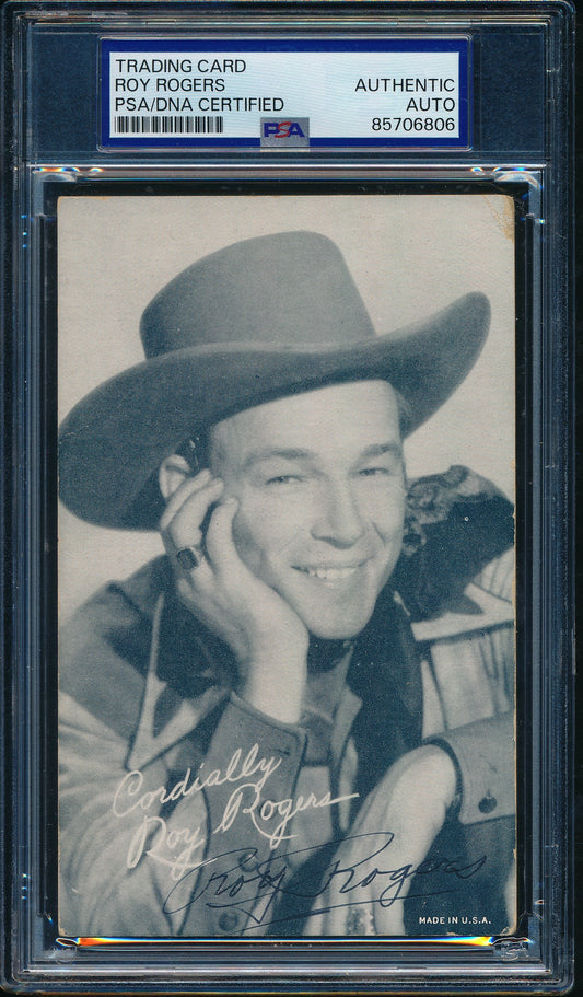 Roy Rogers Western Actor Signed/Auto 3.5x5.5 Exhibit Postcard PSA/DNA 203476