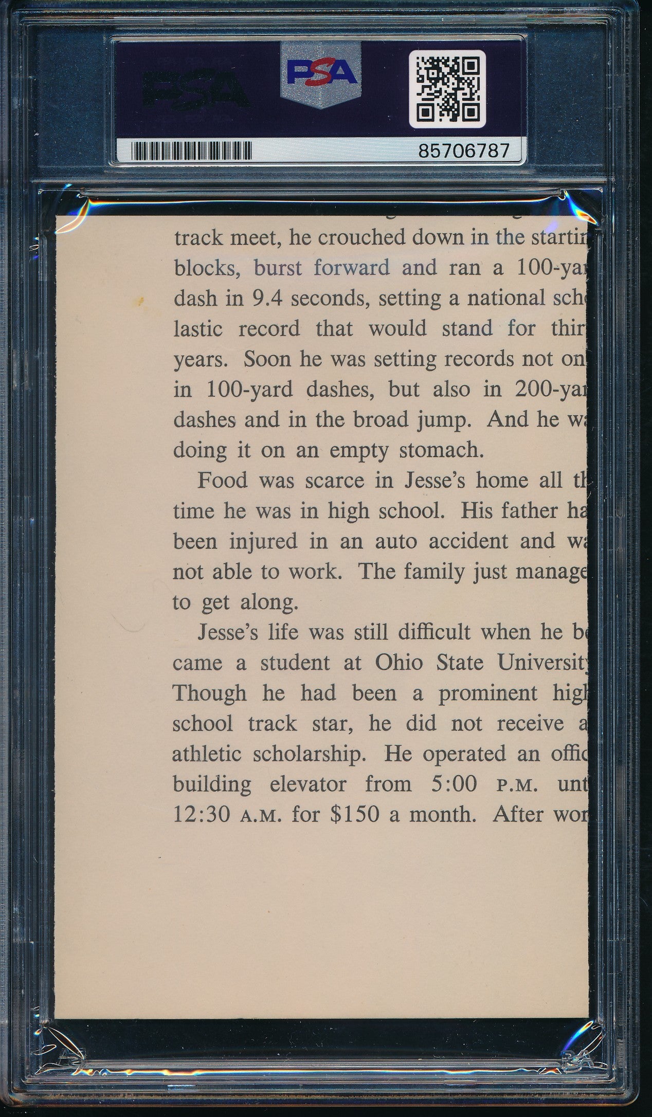 Jesse Owens Olympic Runner Signed/Inscribed 3.5x5.5 Cut Photo PSA/DNA 203481