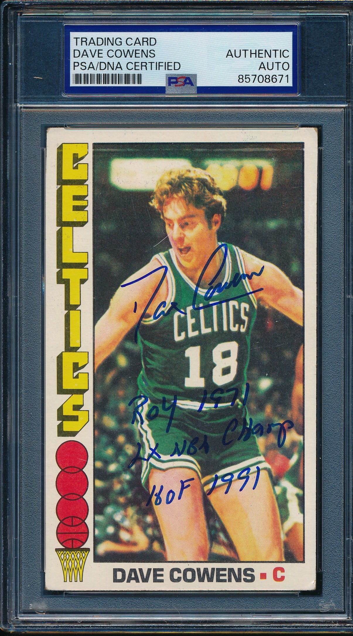 1976-77 TOPPS Oversized Dave Cowens Card #30 Signed/Inscribed PSA/DNA 203482