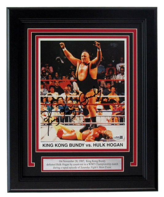 King Kong Bundy Signed/Auto 8x10 Photo vs Hulk Hogan WWF/WWE Framed JSA 203222