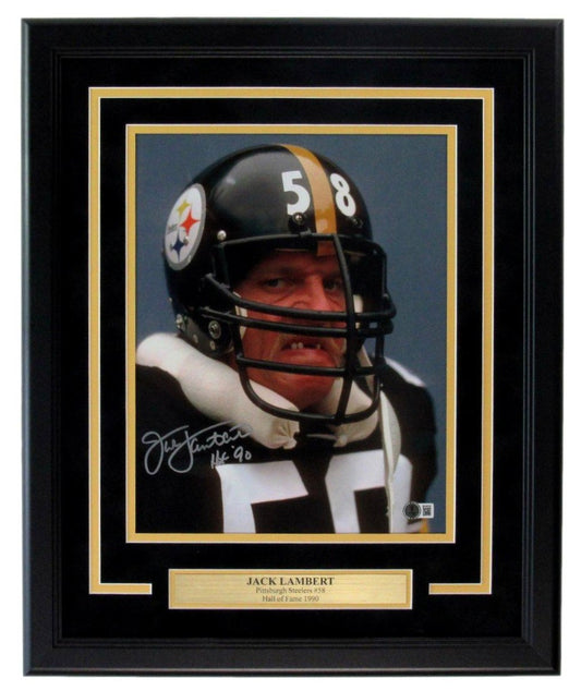 Jack Lambert HOF Pittsburgh Steelers Signed/Inscr 11x14 Photo Framed BAS 203224