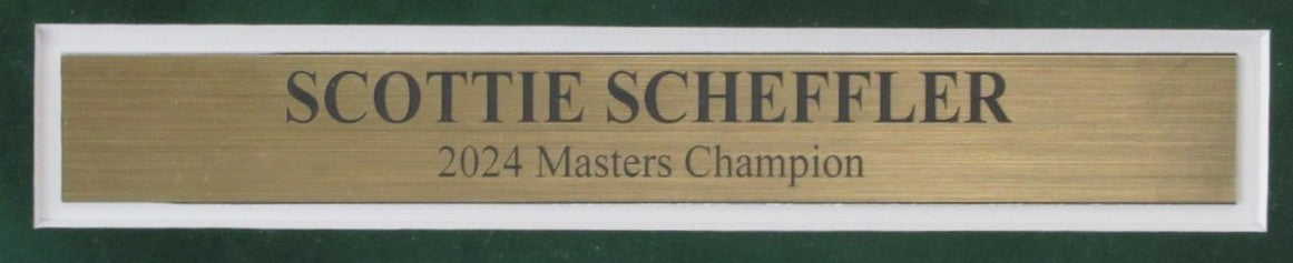 Scottie Scheffler Signed 2024 Masters Pin Flag w/ Photo Collage Framed PSA/DNA.