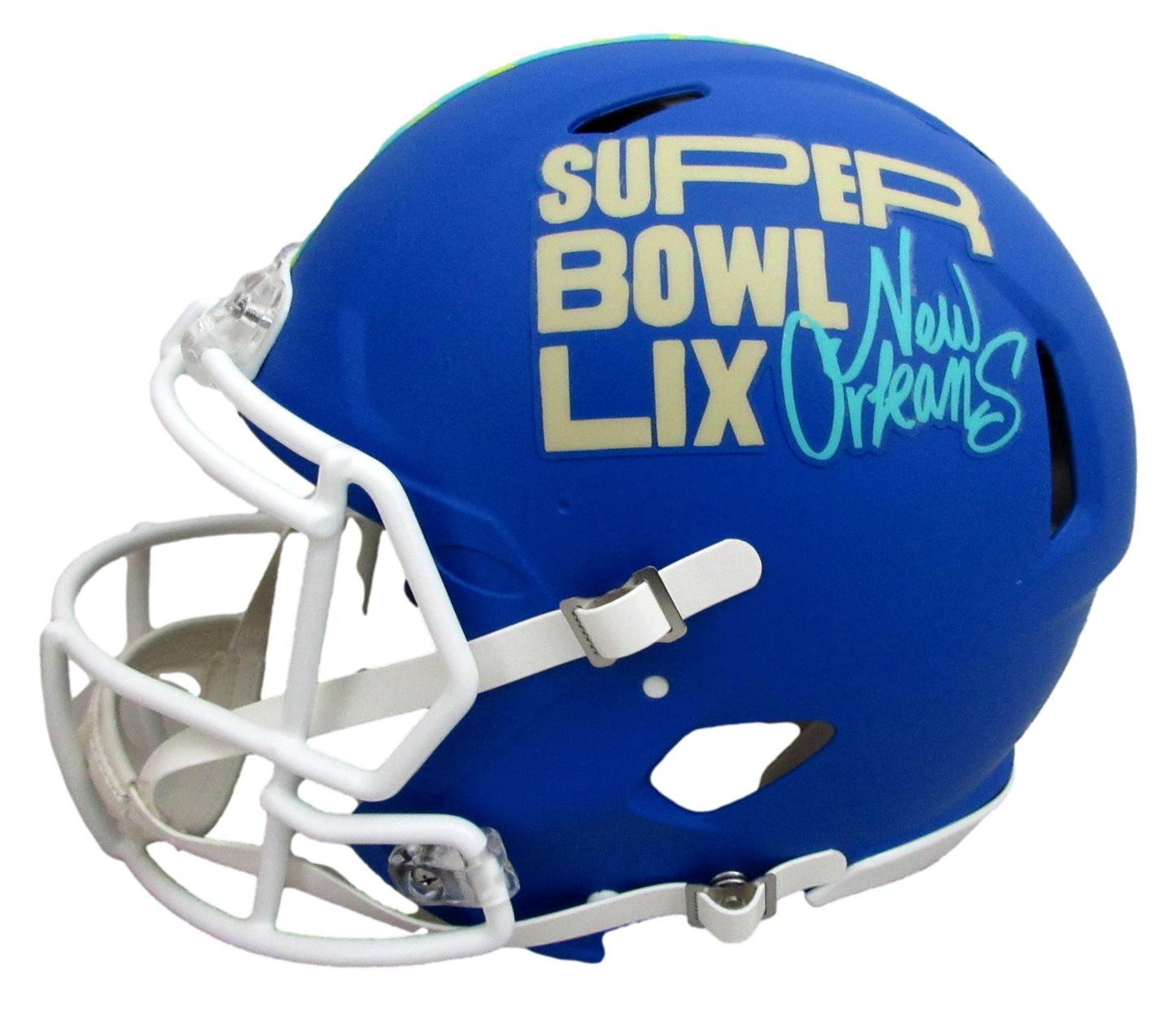 Saquon Barkley Signed Full Size Blue SB LIX Logo Authentic Helmet Eagles PSA/DNA