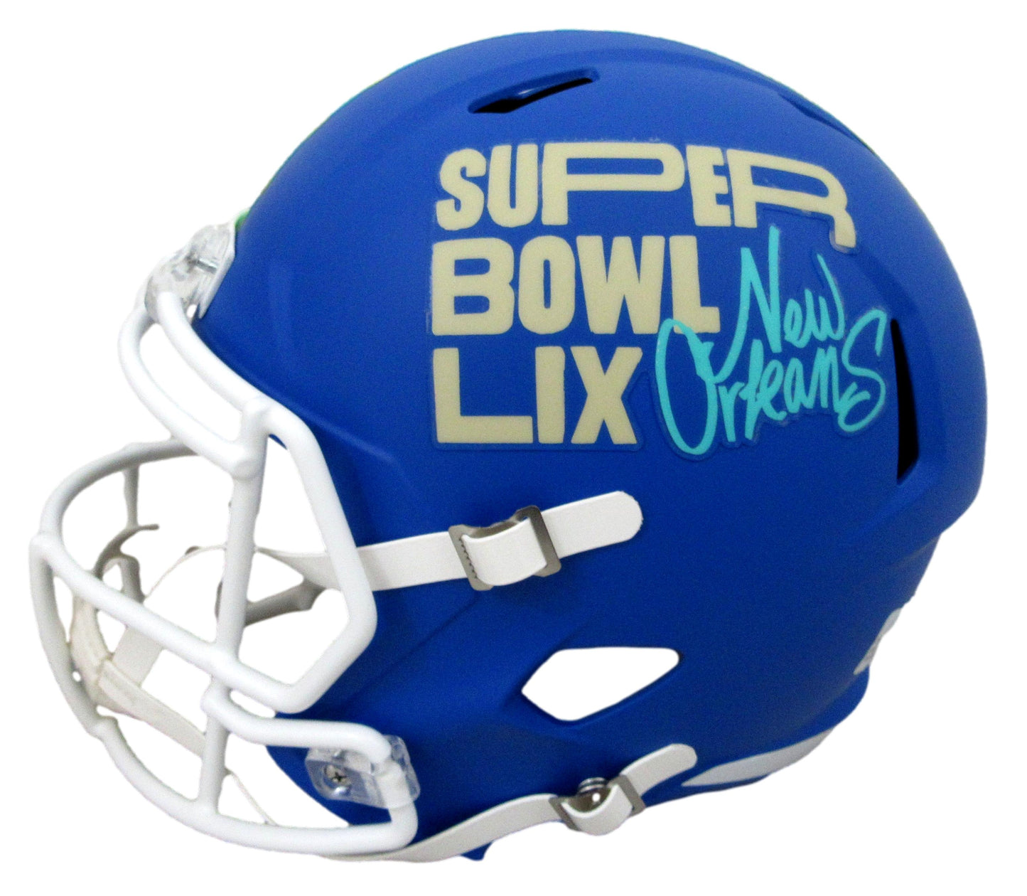 Saquon Barkley Signed Full Size Blue SB LIX Logo Replica Helmet Eagles PSA/DNA