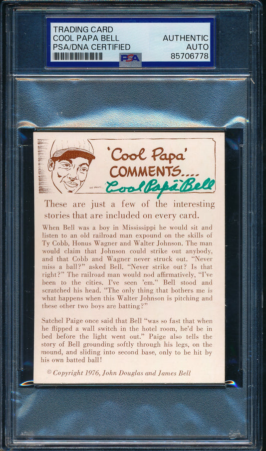 1976 Douglas/Bell HOF Trading Card Cool Papa Bell Signed/Auto PSA/DNA 203237