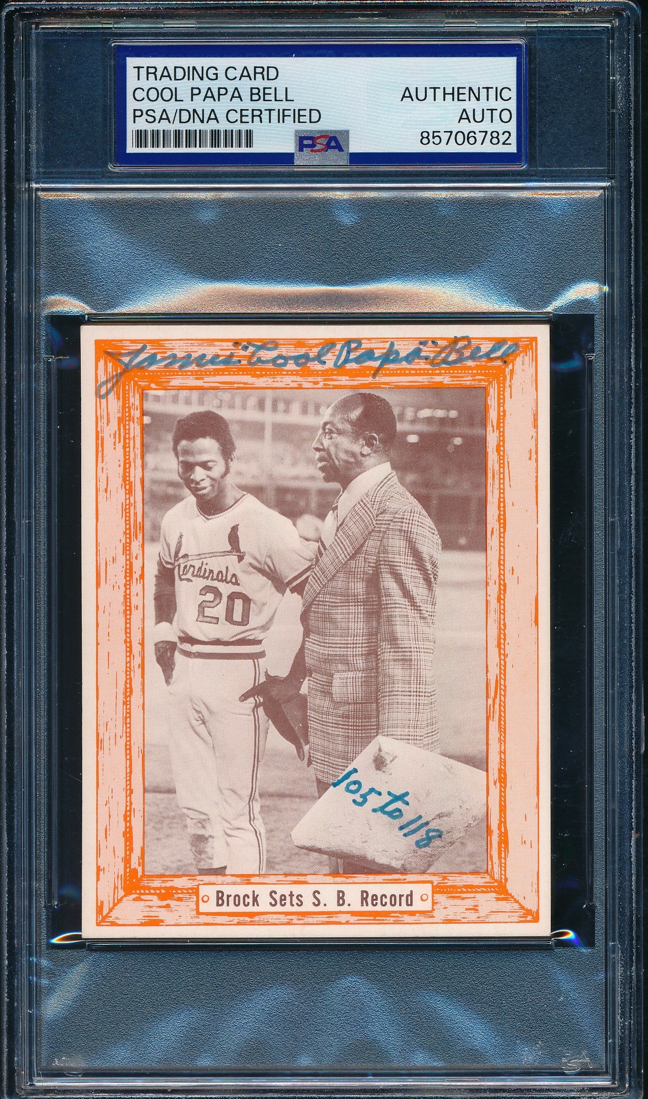 1976 Douglas/Bell Brock Sets SB Record Card James Cool Papa Bell Signed PSA/DNA