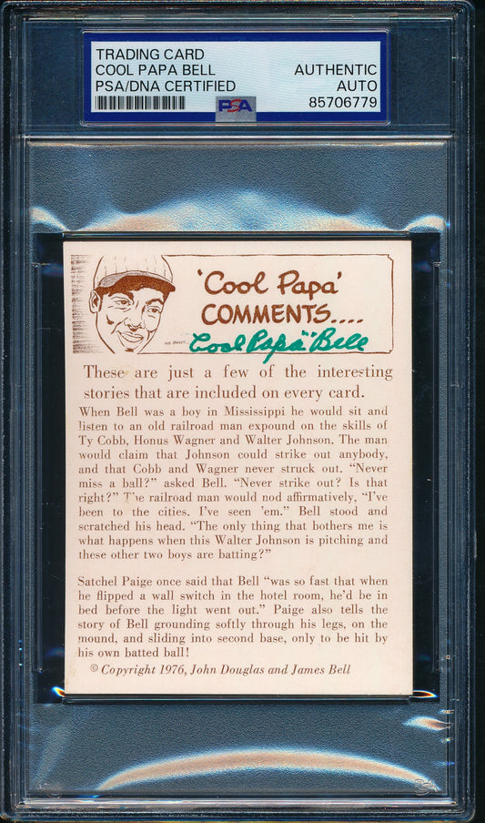 1976 Douglas/Bell HOF Trading Card Cool Papa Bell Signed/Auto PSA/DNA 203242