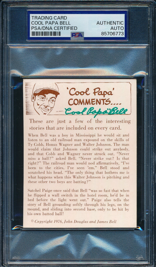 1976 Douglas/Bell HOF Trading Card Cool Papa Bell Signed/Auto PSA/DNA 203243