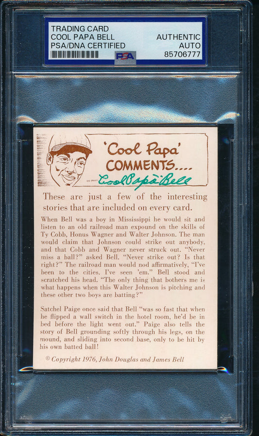 1976 Douglas/Bell HOF Trading Card Cool Papa Bell Signed/Auto PSA/DNA 203244