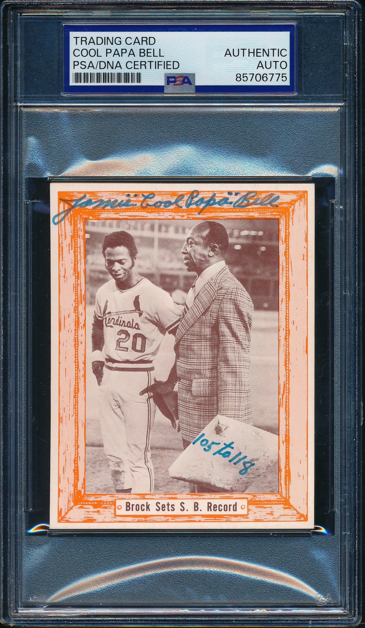 1976 Douglas/Bell Brock Sets SB Record Card James Cool Papa Bell Signed PSA/DNA2
