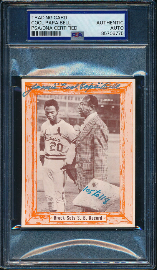 1976 Douglas/Bell Brock Sets SB Record Card James Cool Papa Bell Signed PSA/DNA2