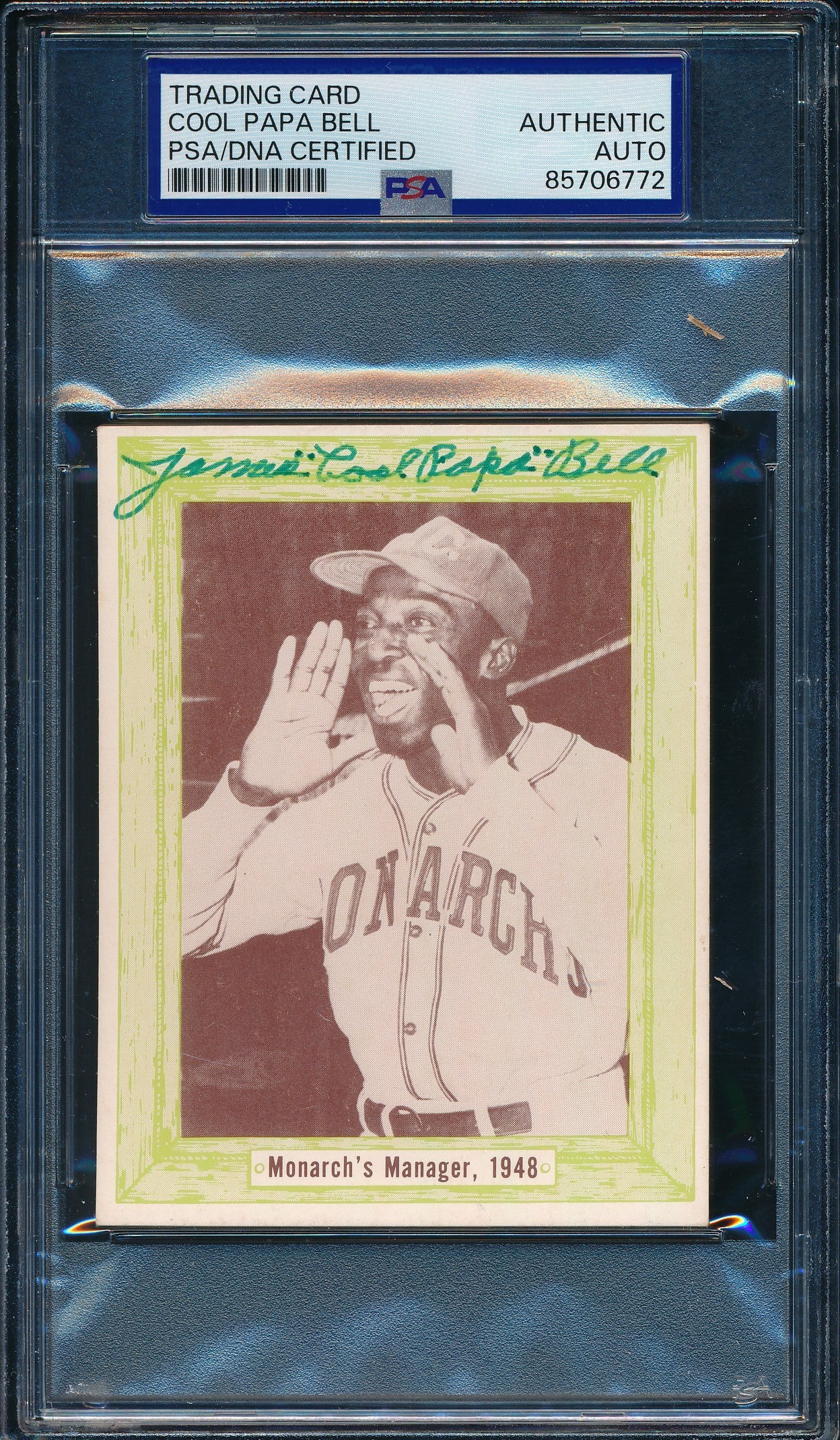 1976 Douglas/Bell Monarch's Manager, 1948 Card Cool Papa Bell Signed PSA/DNA4