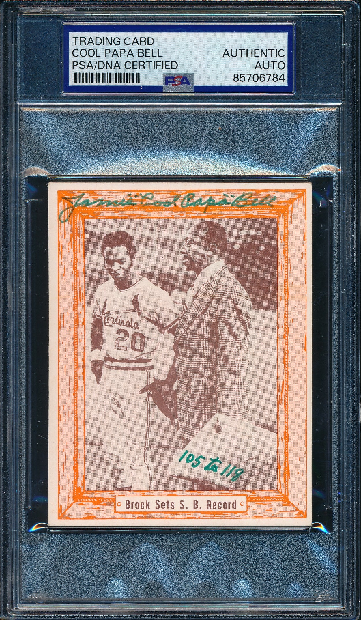 1976 Douglas/Bell Monarch's Manager, 1948 Card Cool Papa Bell Signed PSA/DNA5