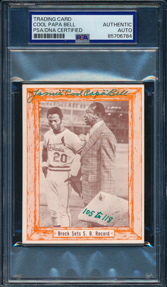 1976 Douglas/Bell Monarch's Manager, 1948 Card Cool Papa Bell Signed PSA/DNA5
