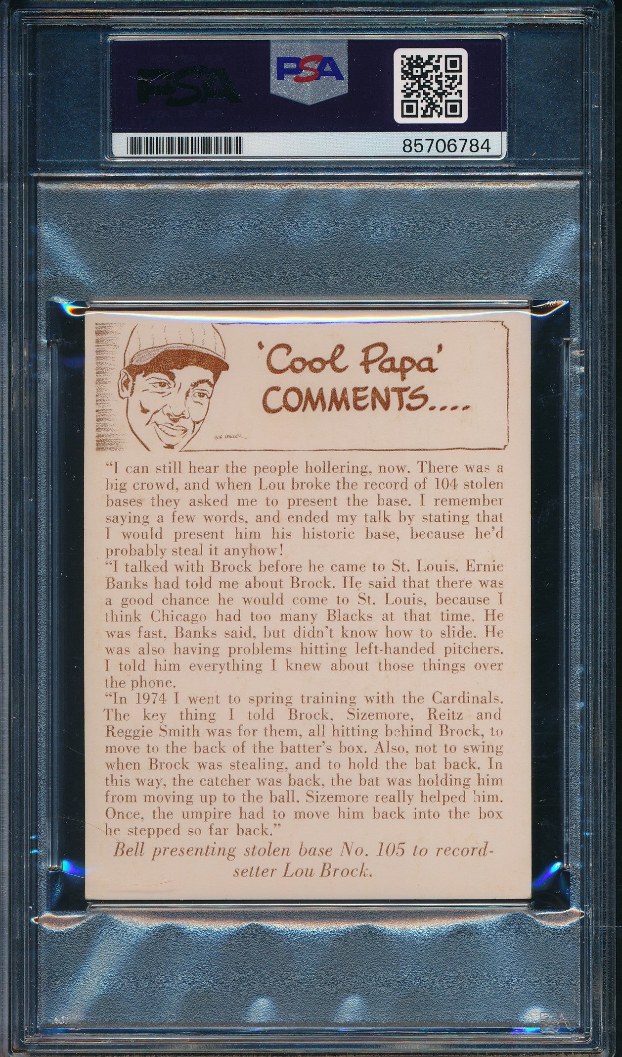1976 Douglas/Bell Monarch's Manager, 1948 Card Cool Papa Bell Signed PSA/DNA5