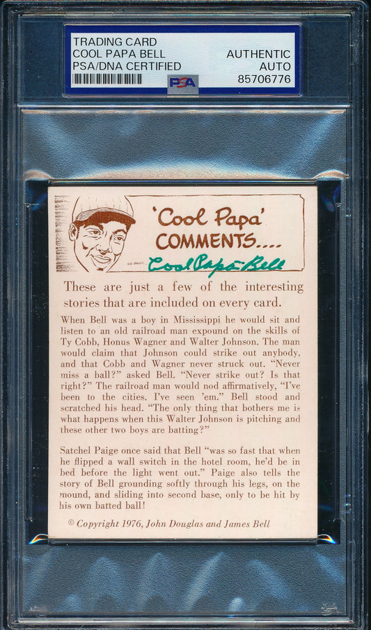 1976 Douglas/Bell HOF Trading Card Cool Papa Bell Signed/Auto PSA/DNA 203249