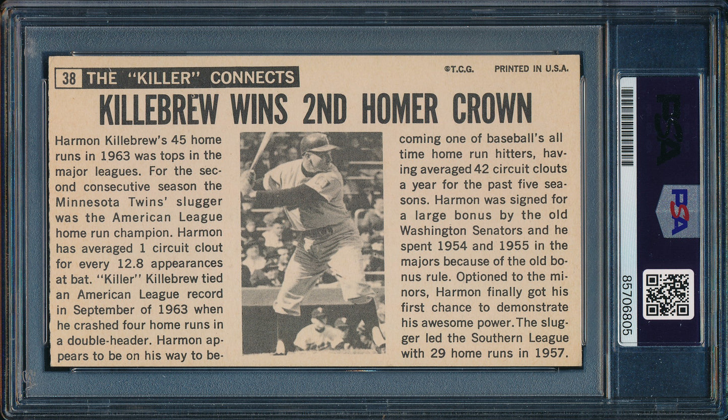 1964 TOPPS Giants Harmon Killebrew HOF Card #38 Signed/Auto PSA/DNA 203250