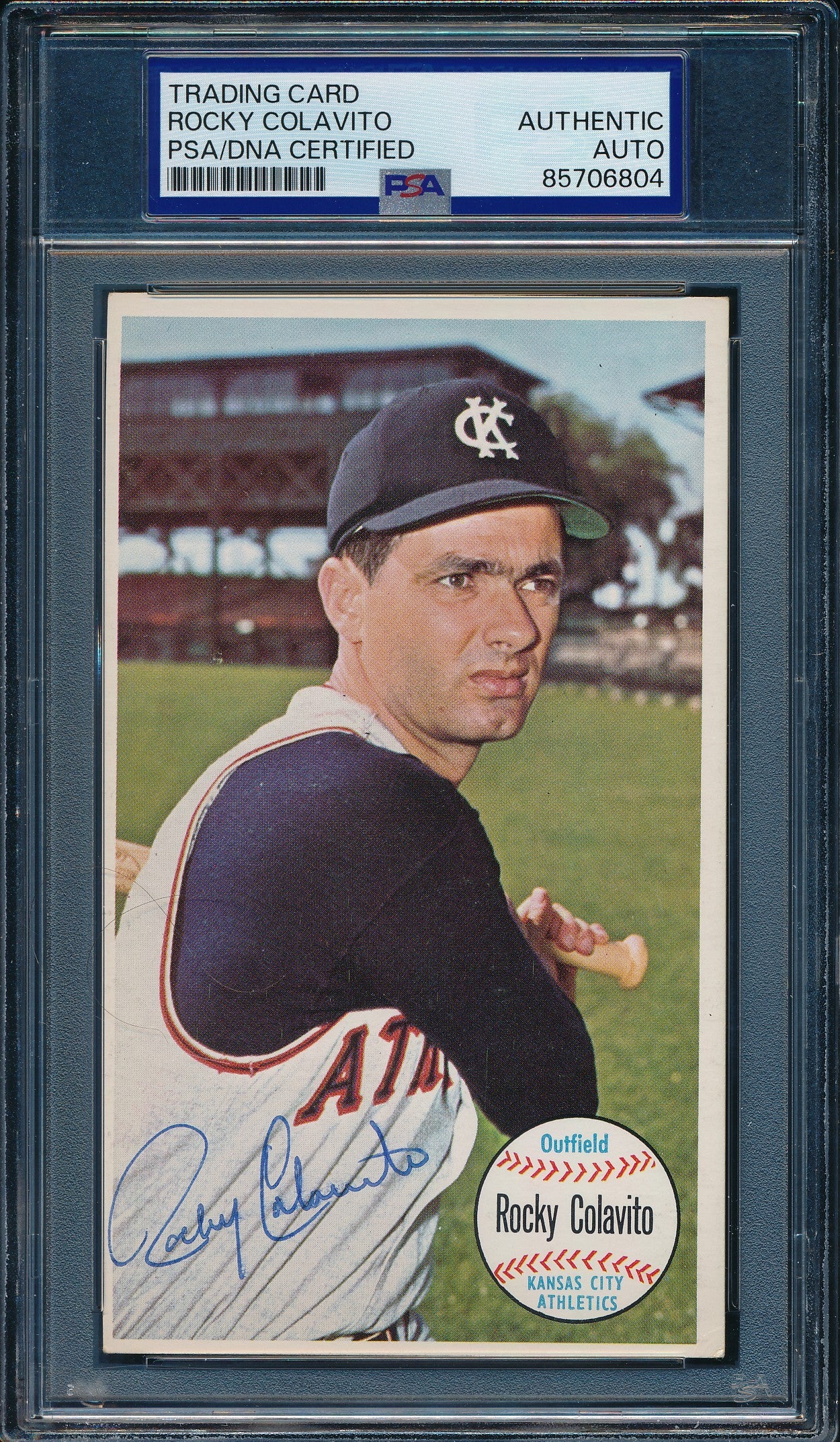 1964 TOPPS Giants Rocky Colavito Card #9 Signed/Auto KC Athletics PSA/DNA 203251