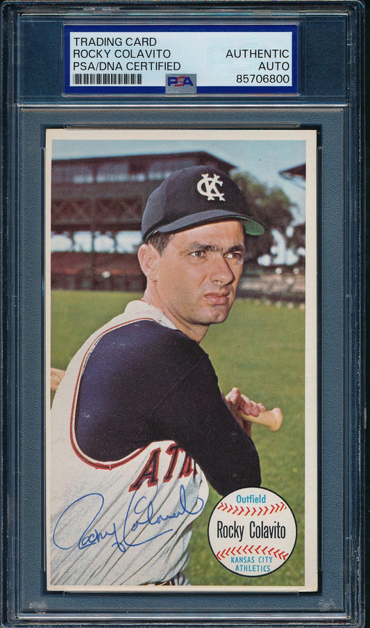1964 TOPPS Giants Rocky Colavito Card #9 Signed/Auto KC Athletics PSA/DNA 203254