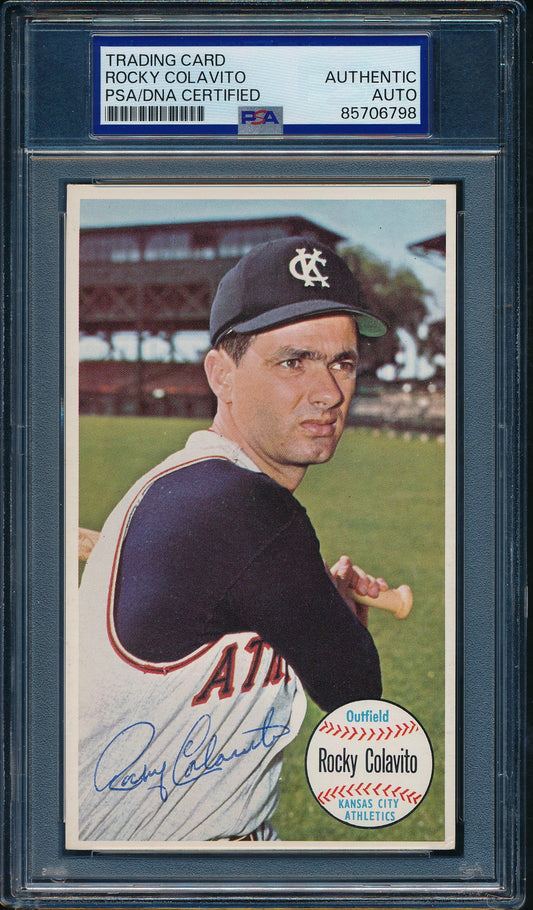 1964 TOPPS Giants Rocky Colavito Card #9 Signed/Auto KC Athletics PSA/DNA 203257
