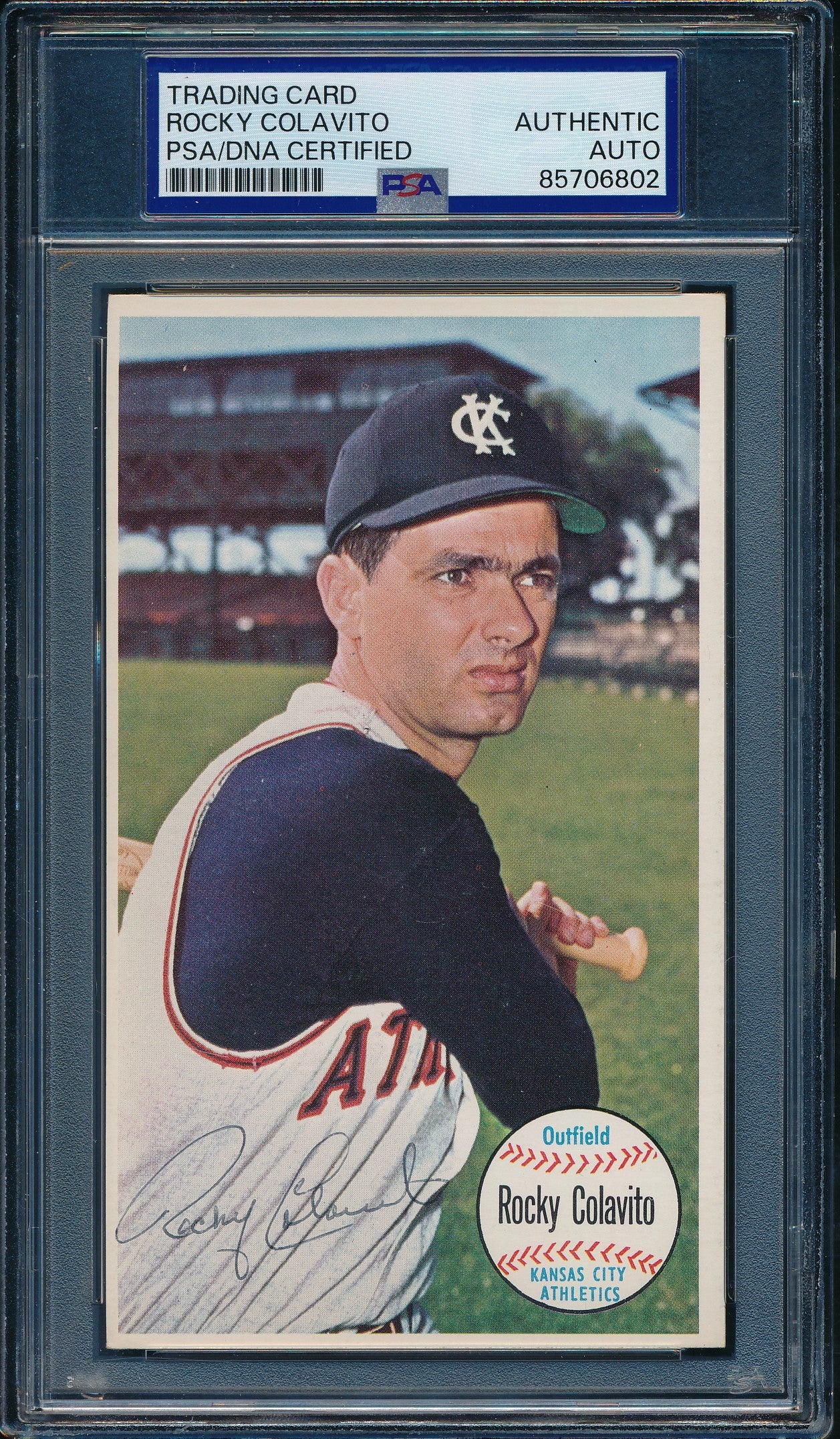 1964 TOPPS Giants Rocky Colavito Card #9 Signed/Auto KC Athletics PSA/DNA 203258