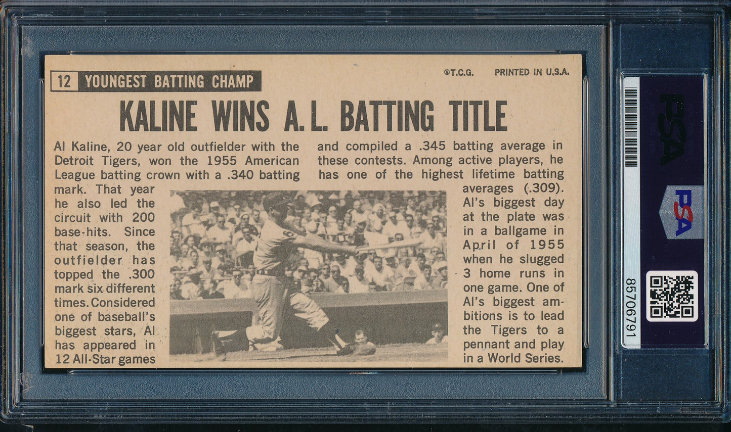 1964 TOPPS Giants Al Kaline HOF Card #12 Signed/Auto Tigers PSA/DNA 203259