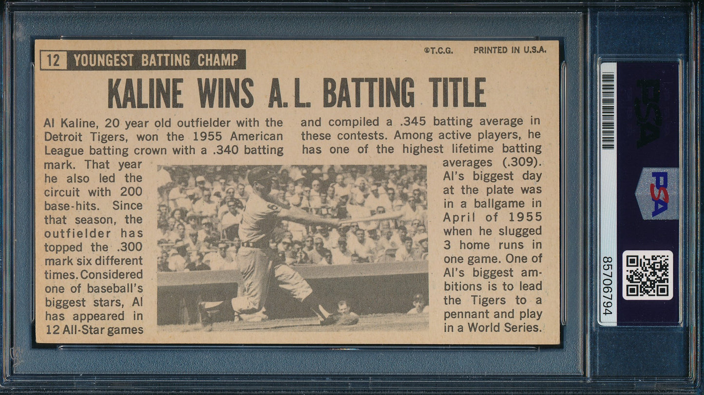 1964 TOPPS Giants Al Kaline HOF Card #12 Signed/Auto Tigers PSA/DNA 203263