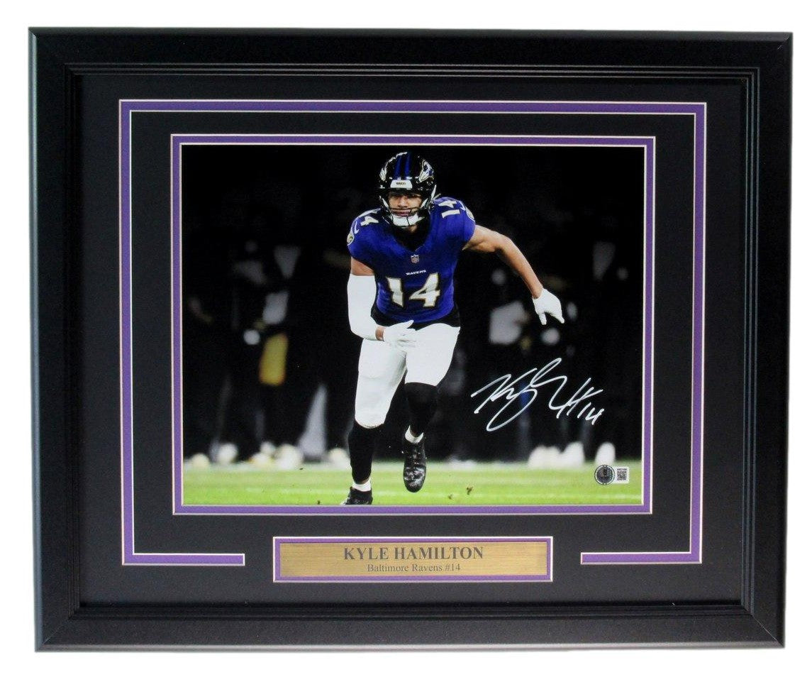 Kyle Hamilton Autographed 11x14 Photo Baltimore Ravens Framed Beckett 203758