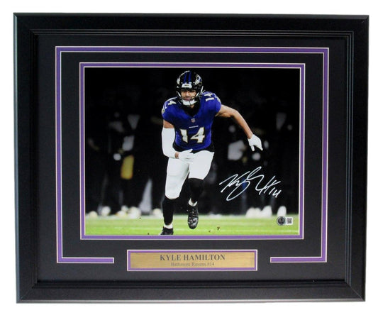 Kyle Hamilton Autographed 11x14 Photo Baltimore Ravens Framed Beckett 203758
