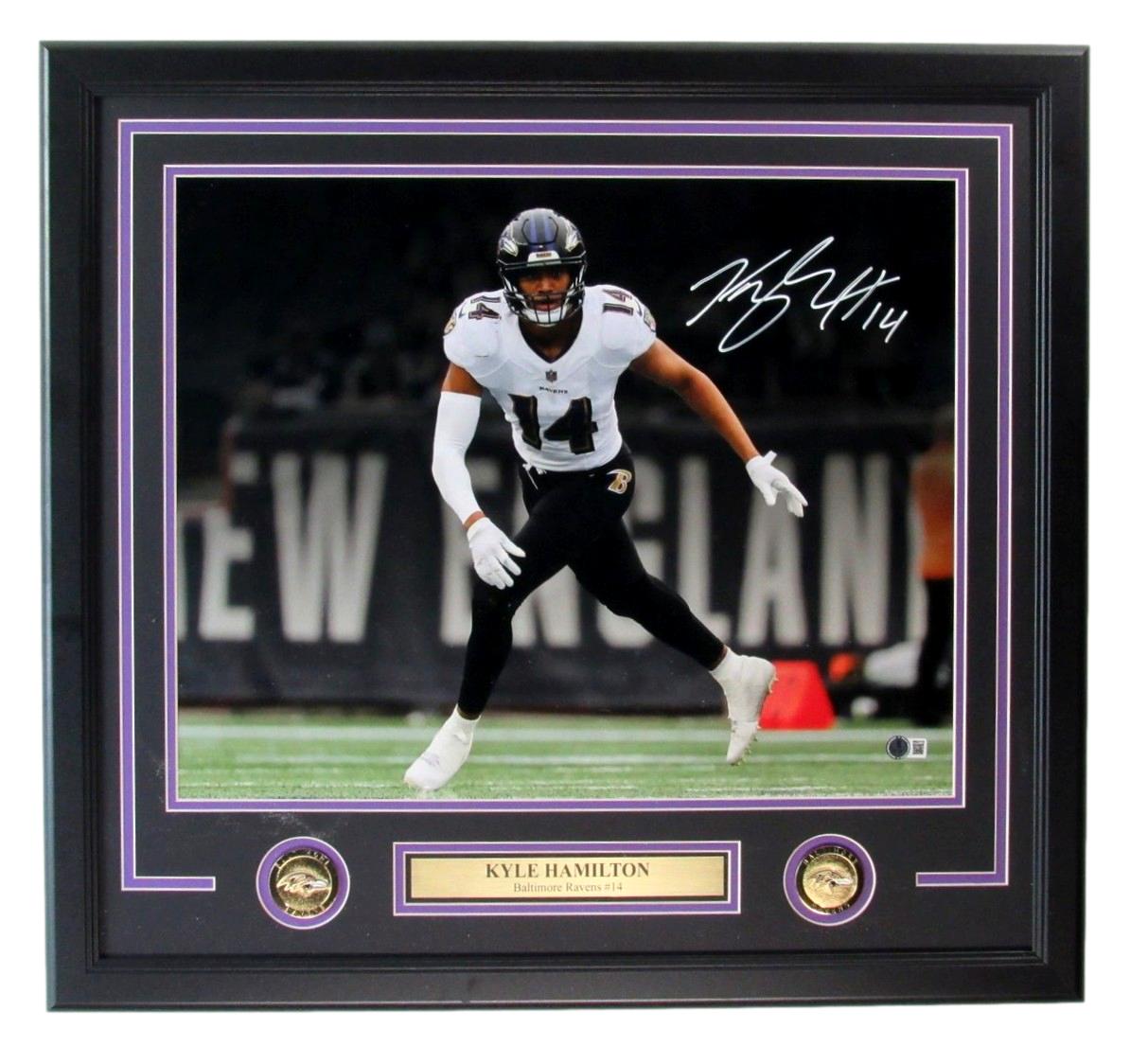 Kyle Hamilton Autographed 16X20 Photo Baltimore Ravens Framed Beckett 203760