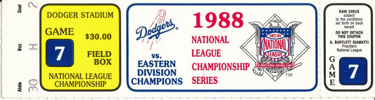 10/12/1988 NLCS Game 7 Ticket Stub Dodgers vs. Mets Dodgers Clinch 203281