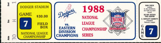 10/12/1988 NLCS Game 7 Ticket Stub Dodgers vs. Mets Dodgers Clinch 203283