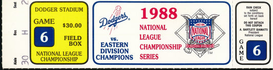10/11/1988 NLCS Game 6 Ticket Stub Dodgers vs. Mets David Cone 203284