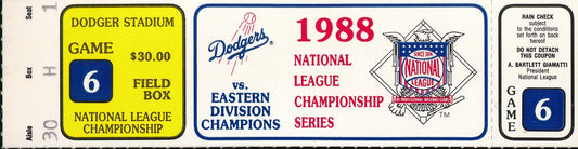 10/11/1988 NLCS Game 6 Ticket Stub Dodgers vs. Mets David Cone 203285