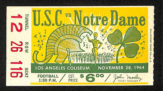 11/28/1964 College Football Game Ticket Stub USC vs. Notre Dame 203813