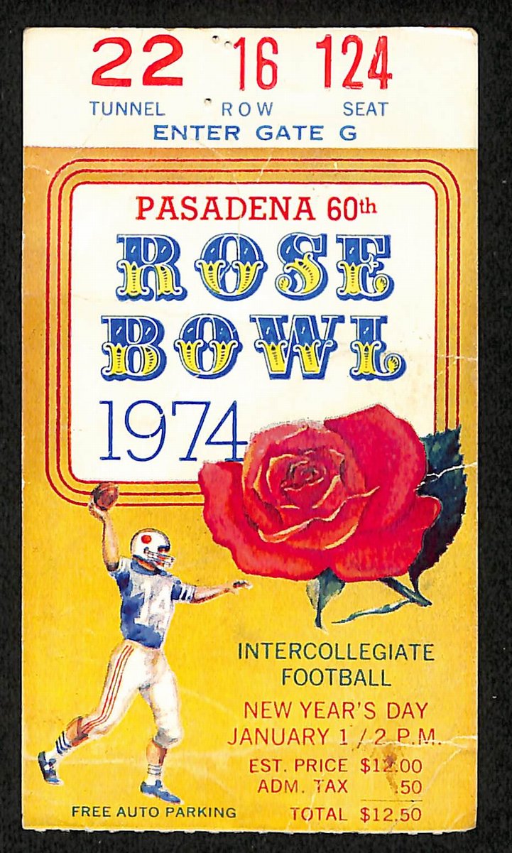 01/01/1974 College Football Game Ticket Stub Rose Bowl Ohio State vs. Baylor