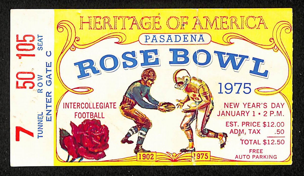 01/01/1975 College Football Game Ticket Stub Rose Bowl Ohio State vs. USC 203821