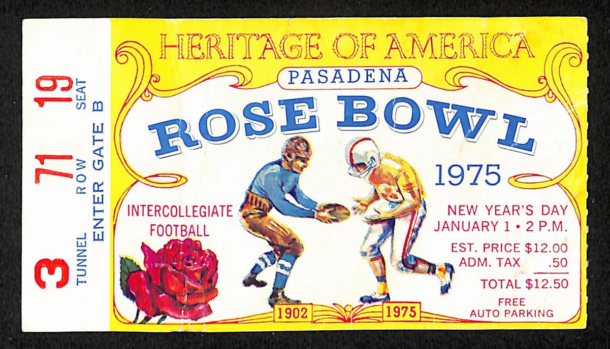 01/01/1975 College Football Game Ticket Stub Rose Bowl Ohio State vs. USC 203822