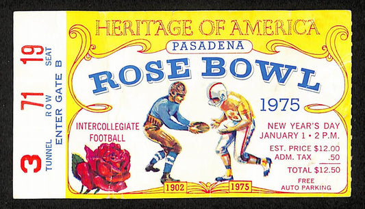 01/01/1975 College Football Game Ticket Stub Rose Bowl Ohio State vs. USC 203822