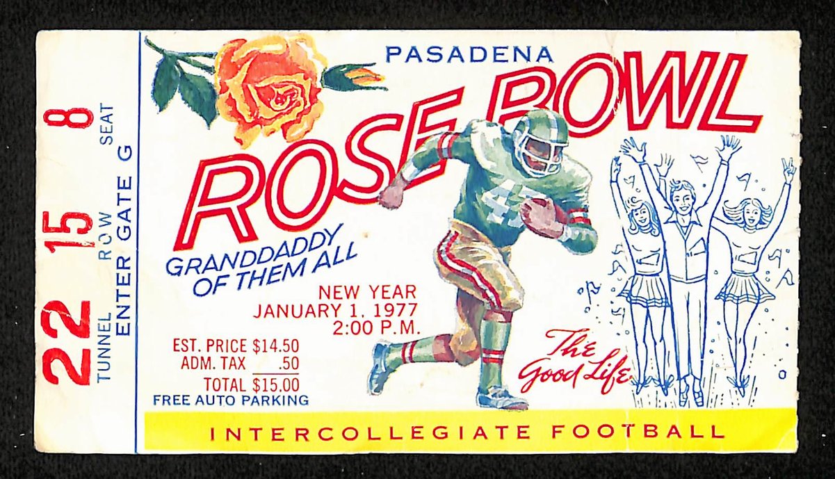 01/01/1977 College Football Game Ticket Stub Rose Bowl Michigan vs. USC 203823
