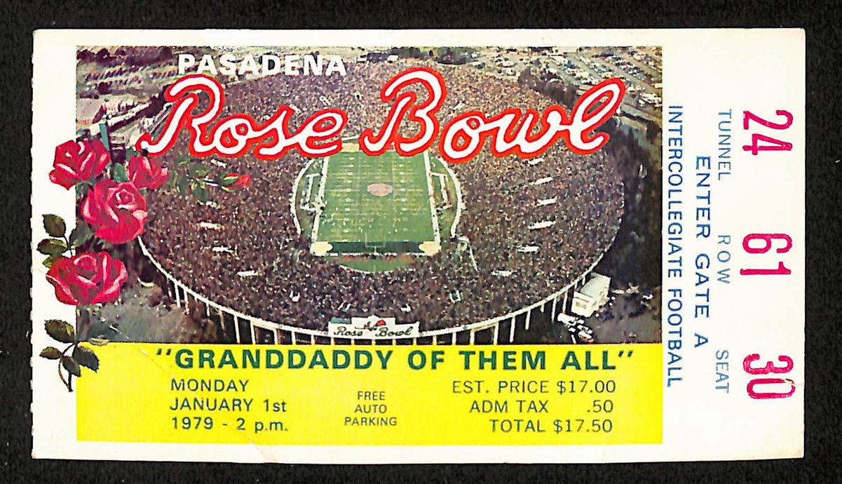 01/01/1979 College Football Game Ticket Stub Rose Bowl Michigan vs. USC 203826