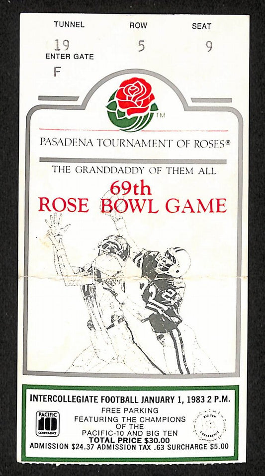 01/01/1983 College Football Game Ticket Stub Rose Bowl Michigan vs. UCLA 203827