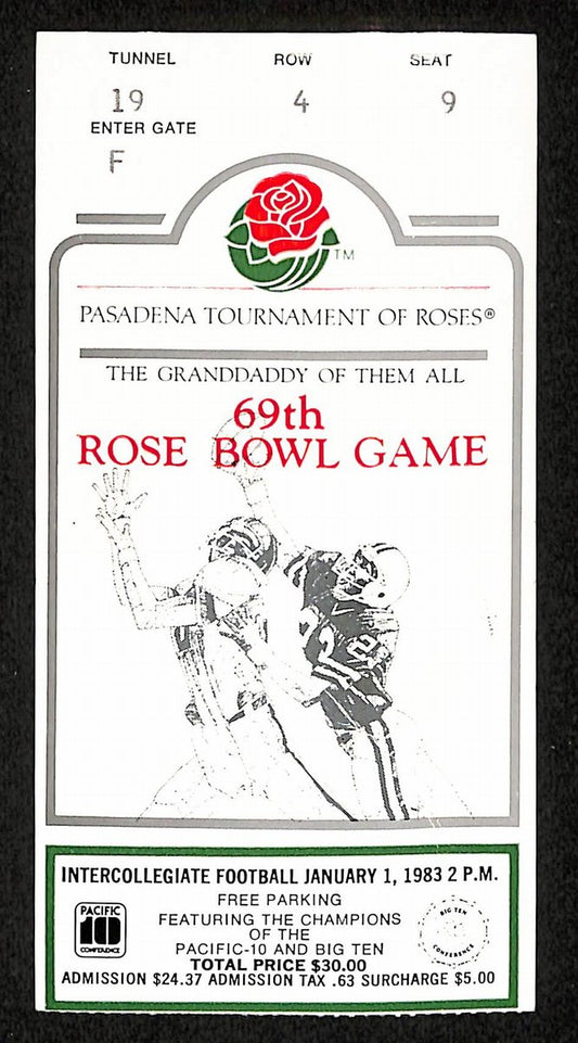 01/01/1983 College Football Game Ticket Stub Rose Bowl Michigan vs. UCLA 203827