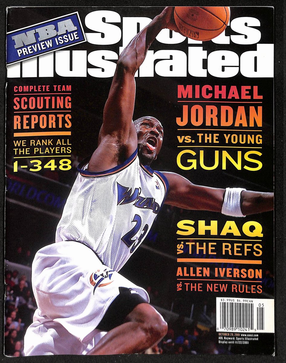 10/29/2001 Sports Illustrated Magazine Michael Jordan No Label Newstand UNSIGNED
