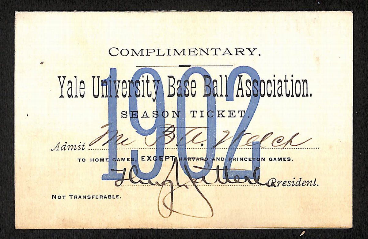 1902 Yale Baseball Association Schedule and Complimentary Season Ticket 201691