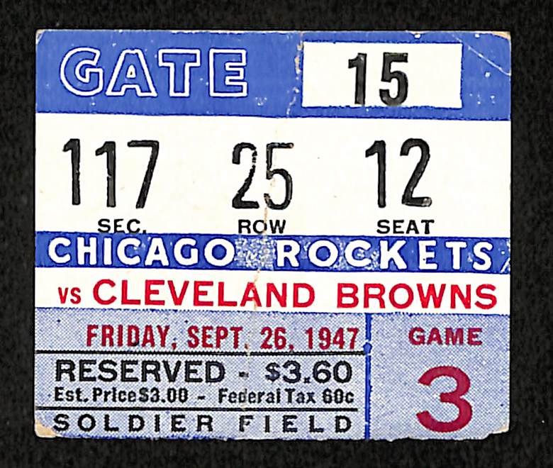 Vintage 9/26/1947 Ticket Stub Chicago Rockets vs. Cleveland Browns 201698