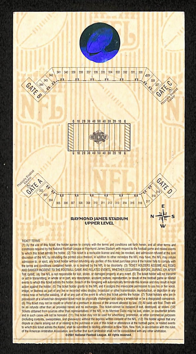 1/28/01 Super Bowl XXXV Ticket, NFL Experience Ticket, Hospitality Village Pass
